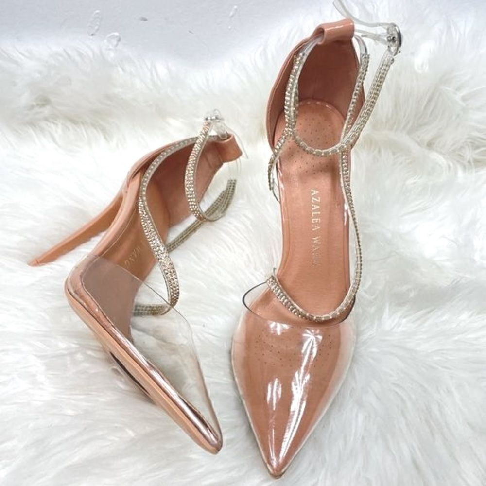 Azalea Wang | Rhinestone clear pointy stilettos 37